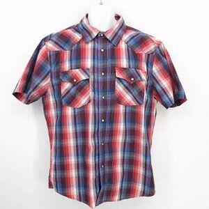 Ditch Plains Red, white and blue plaid Western Shirt XXL New